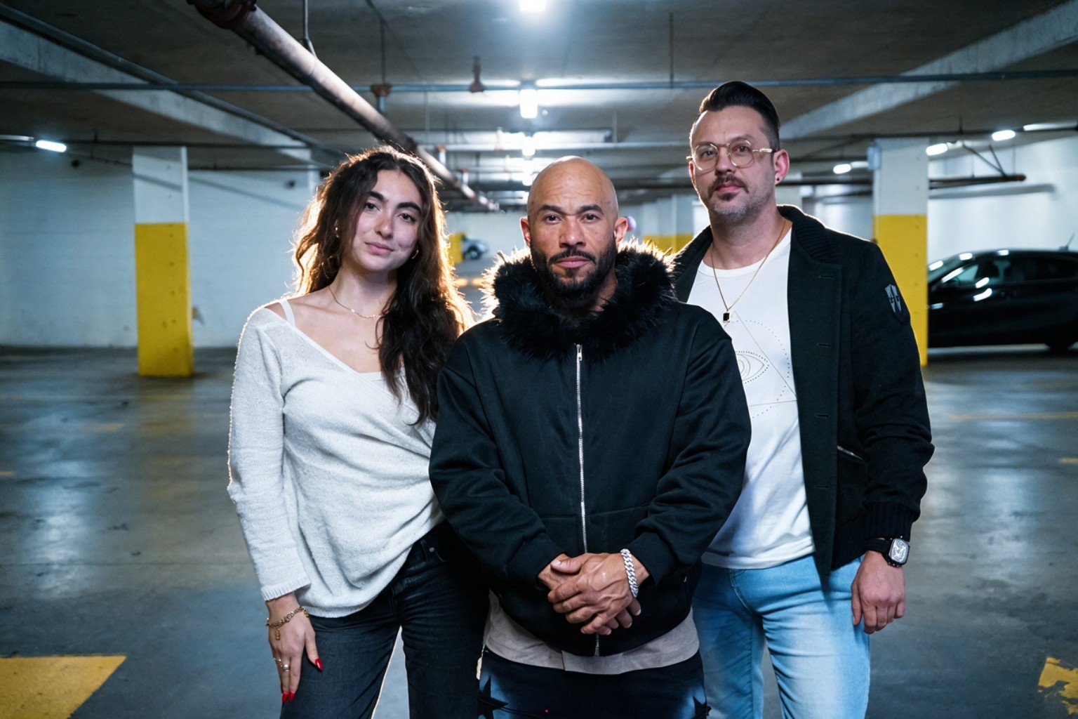 PSYOPS trio in a parking garage
